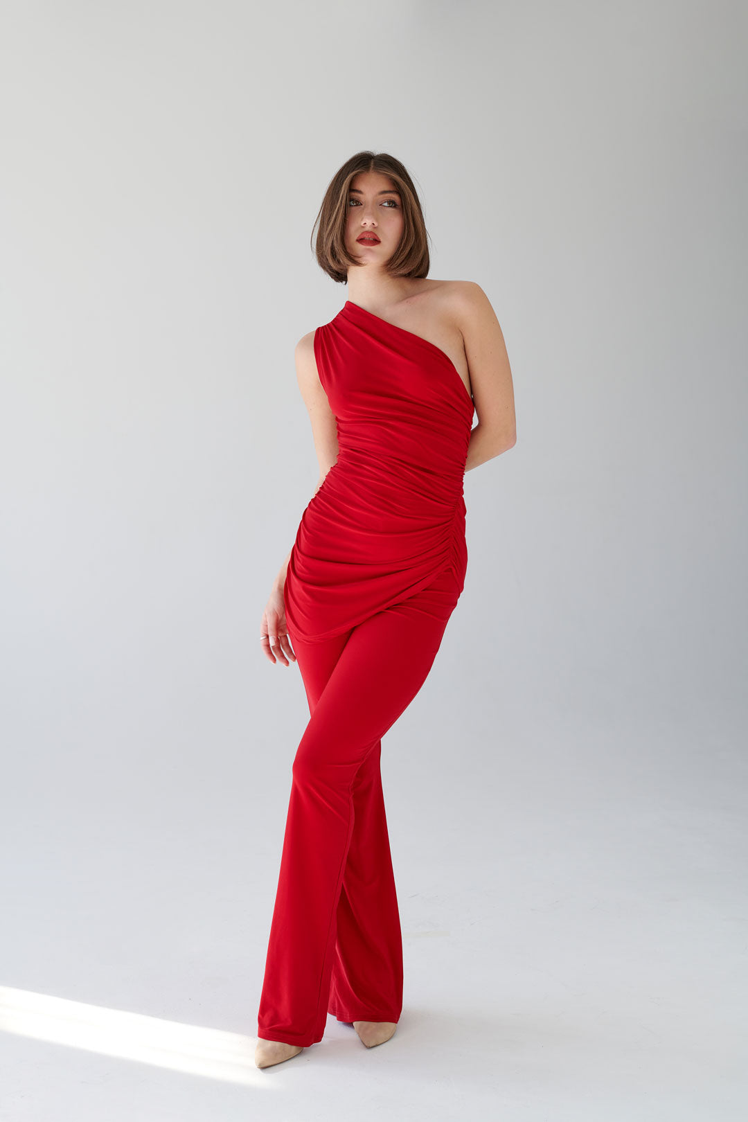 ASYMMETRICAL DRAPED TOP