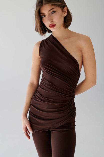 ASYMMETRICAL DRAPED TOP
